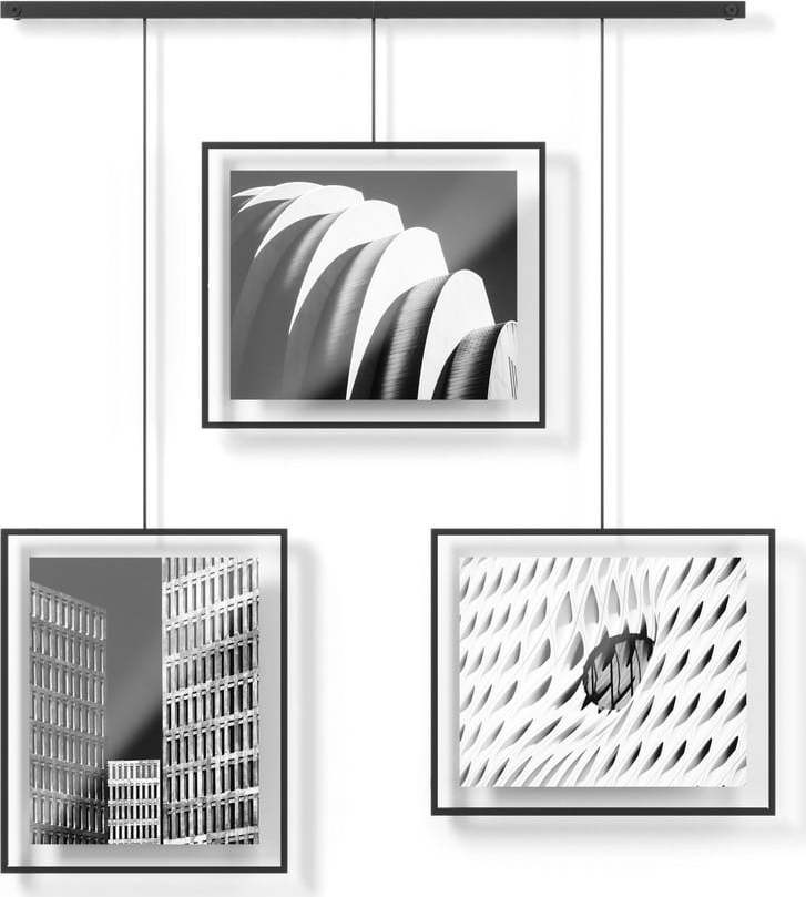 Černé kovové rámečky na zeď v sadě 3 ks 73x82 cm Exhibit – Umbra