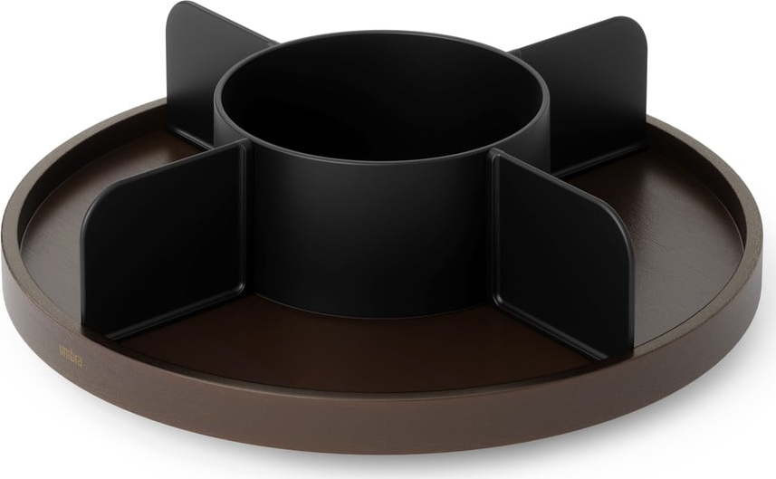 Otočný černý dřevěný koupelnový organizér na kosmetiku Bellwood – Umbra