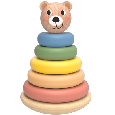 BABU - Skládací pyramida pastelové kroužky MEDVĚD