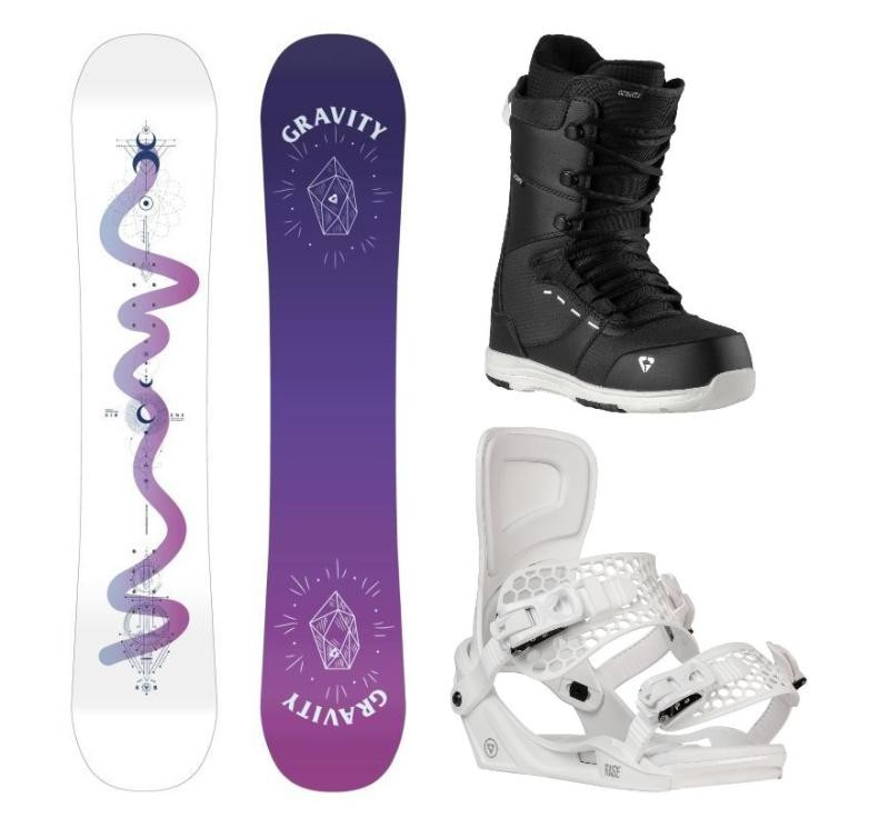 Gravity Sirene White 24/25 snowboard + Gravity Rise white vázání + Gravity Bliss black/white boty