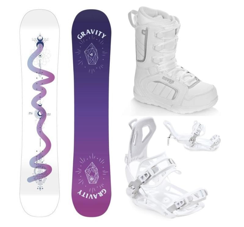 Gravity Sirene White 24/25 snowboard + Raven Fastec FT360 white vázání + Raven Pearl white boty