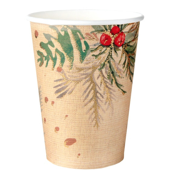 Kelímky papírové vánoční větvičky 10 ks 270 ml