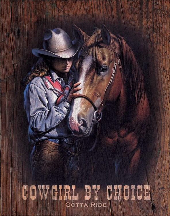 DESPERATE Plechová cedule COWGIRL BY CHOICE - Gotta Ride, 31.5 × 40 cm