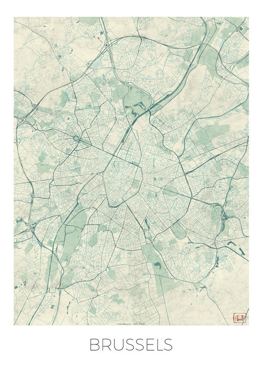 Hubert Roguski Mapa Brussels, Hubert Roguski, 30 × 40 cm