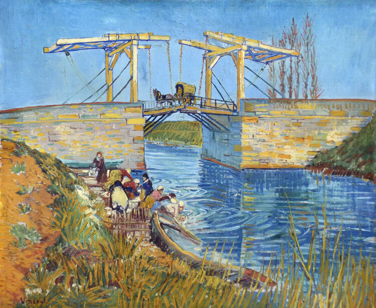 Vincent van Gogh Obrazová reprodukce The Langlois Bridge at Arles with Women Washing (1888), Vincent van Gogh, 40 × 32.7 cm