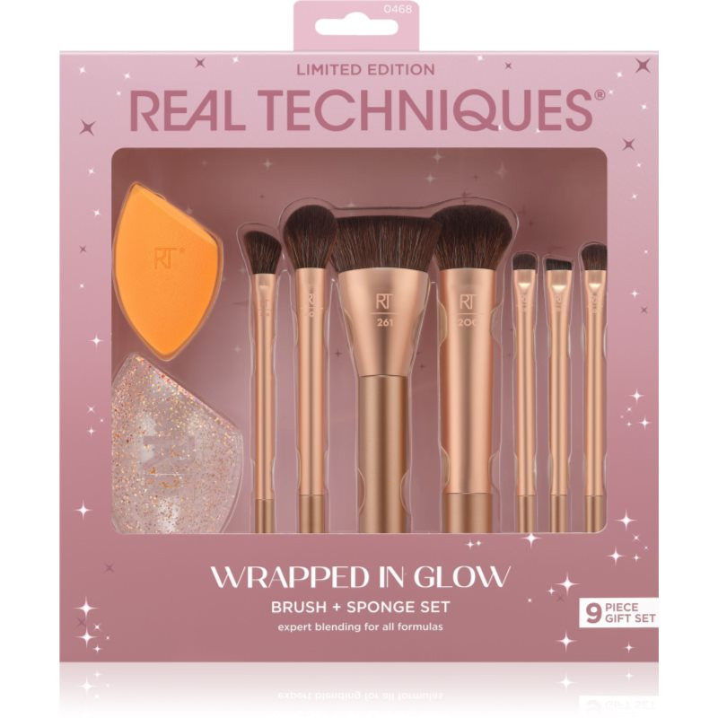 Real Techniques Wrapped In Glow Brush + Sponge Set sada štětců