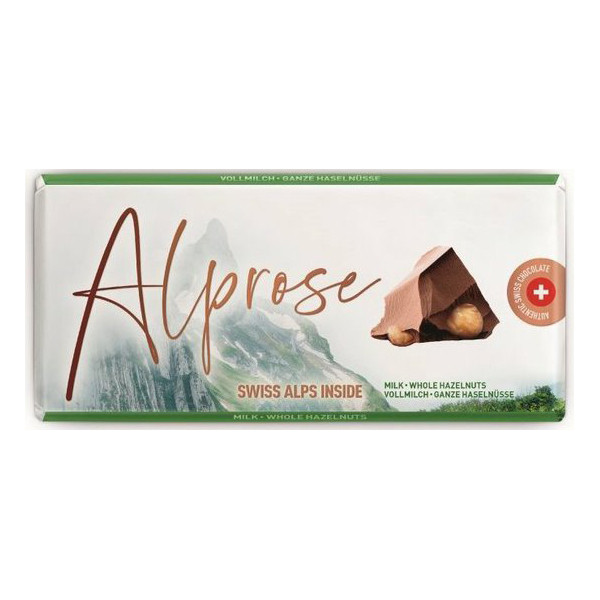 Alprose Milk Whole Hazelnutse 300g - Mléčná čokoláda s celými lískovými ořechy