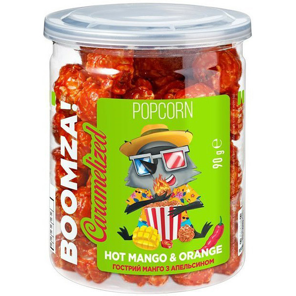 Popcorn Boomza karameliz.s příchutí pikantního manga a pomeranče 90g tuba