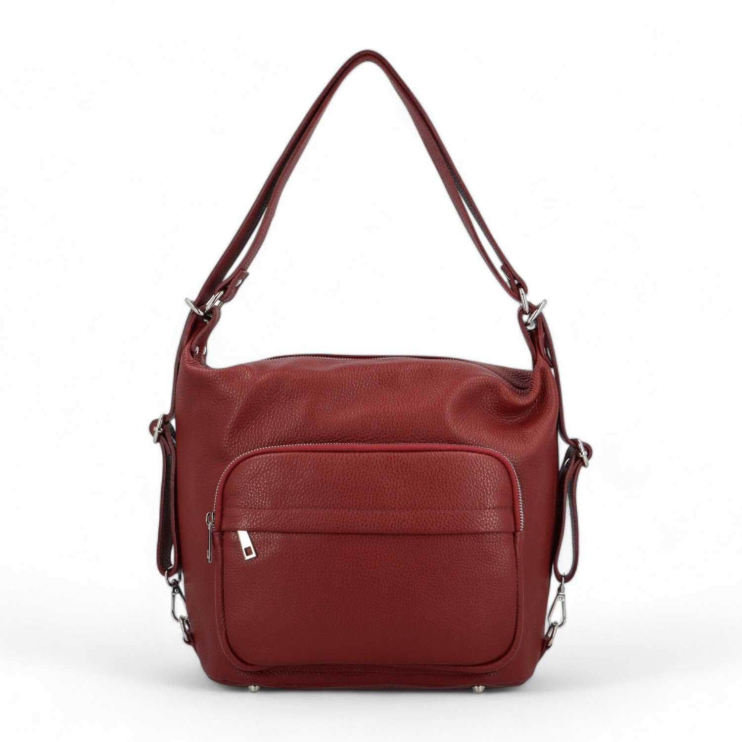 Módní dámský kožený kabelko-batoh Delami Aimy, tmavě červený