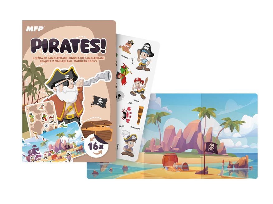 MFP 1032393 Samolepková kniha Piráti, 12x18cm, 16 samolepek