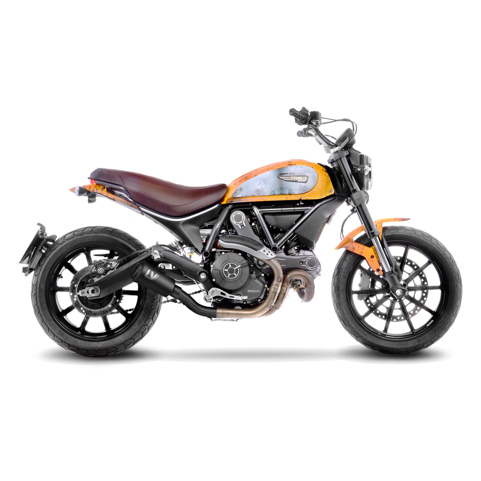 LeoVince LV-10 Full Black Slip-on DUCATI SCRAMBLER 800 ICON/CLASSIC (15-16), SCRAMBLER 800 CAFE RACER/CLASSIC/FULL THROTTLE/ICON (17-20), MONSTER 797 (17-20)