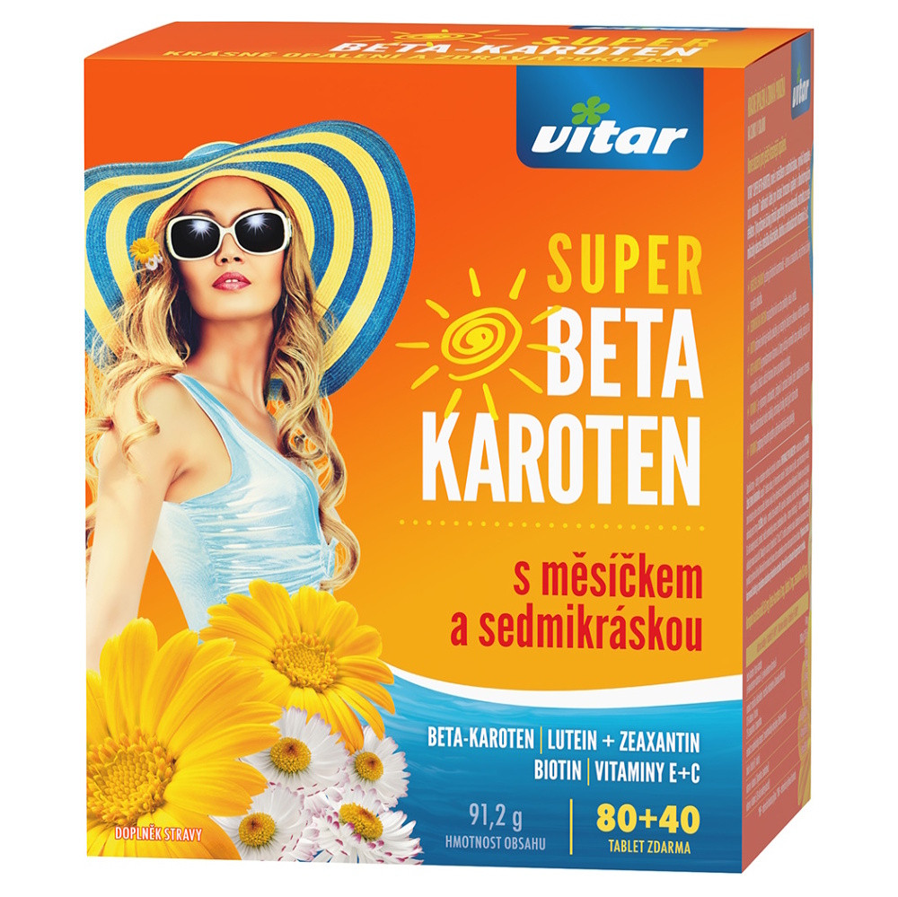 VITAR Super beta-karoten s měsíčkem a sedmikráskou 80+40 tablet, poškozený obal