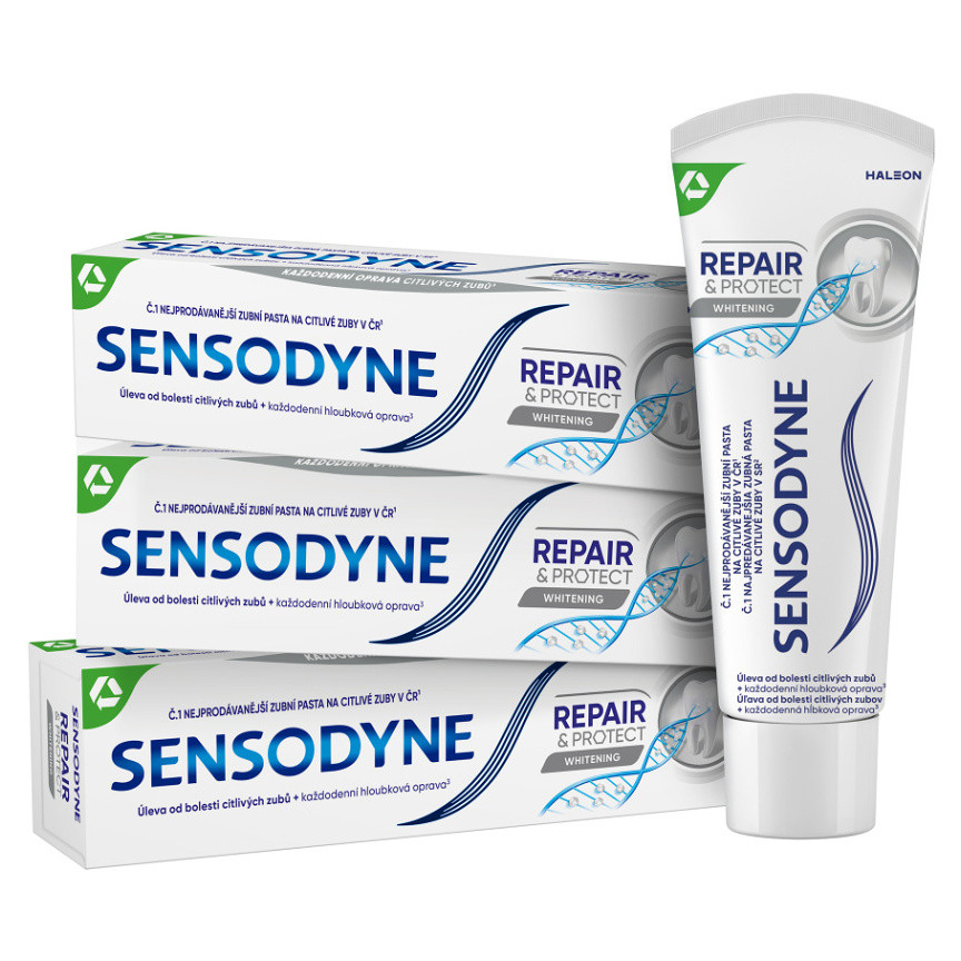 SENSODYNE zubní pasta Repair & Protect Whitening  3 x 75 ml, poškozený obal