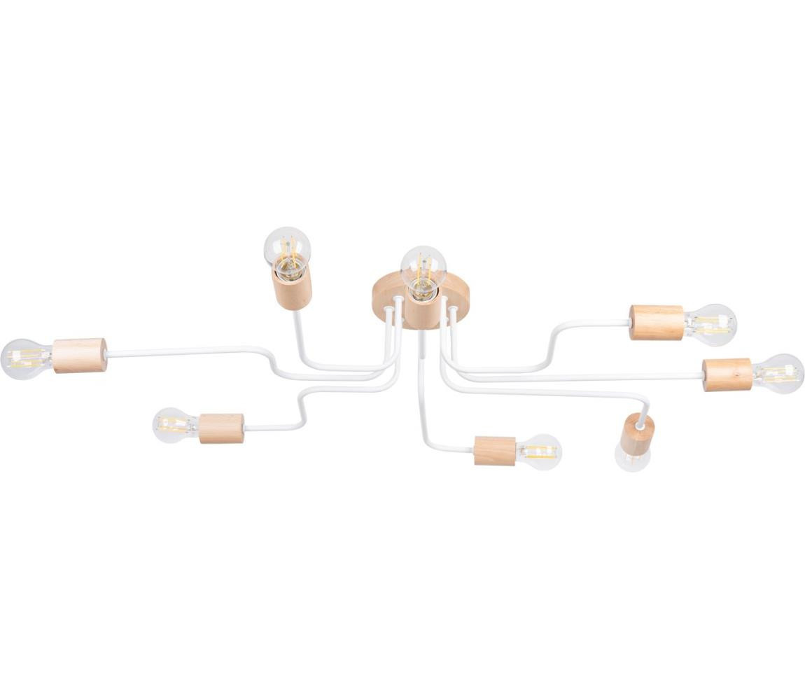 SL.1667 - Přisazený lustr TIMBO 8xE27/15W/230V bílá/béžová/buk