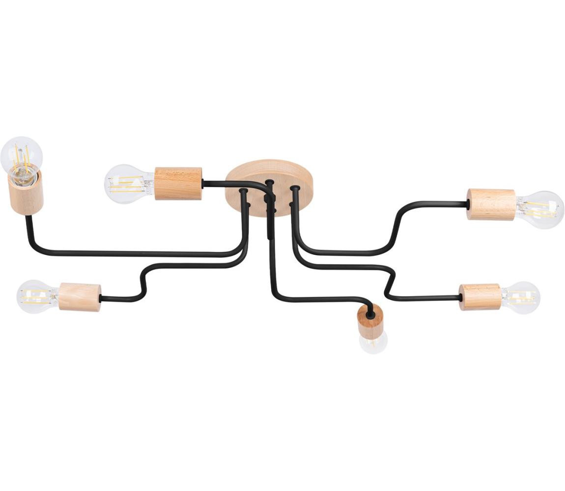 SL.1670 - Přisazený lustr TIMBO 6xE27/15W/230V černá/béžová/buk