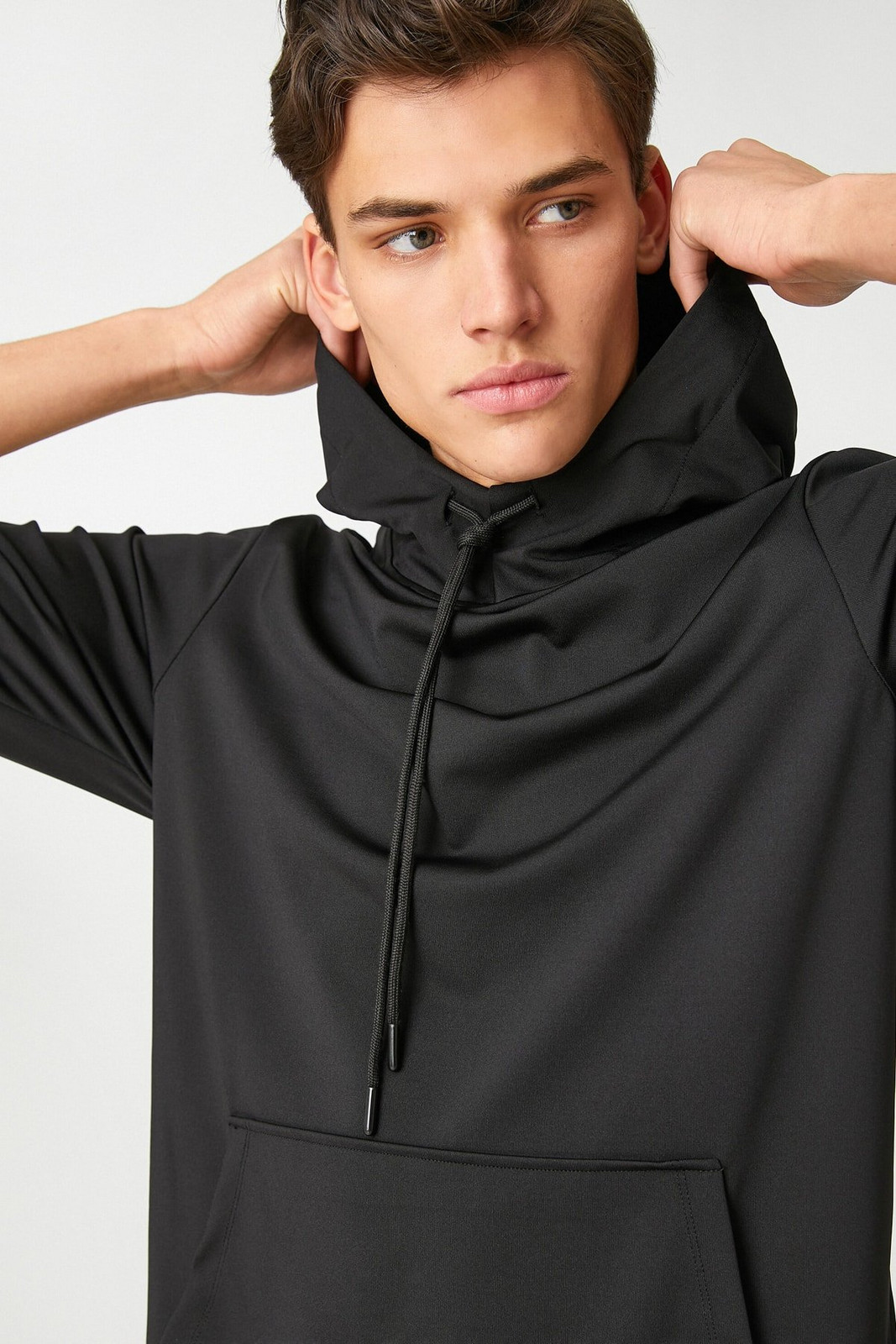 Koton Hooded Sports Sweatshirt Stacked Collar Pocket Detailed Slogan Printed