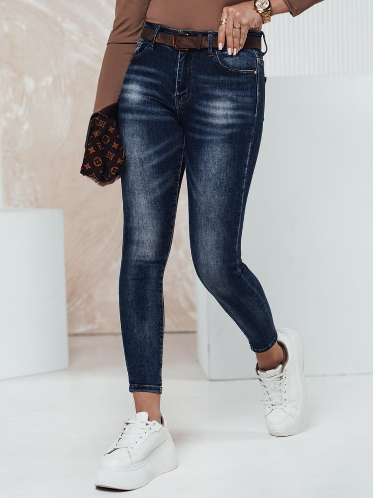 Spodnie damskie BLUEDEN z paskiem jeansowe Dstreet