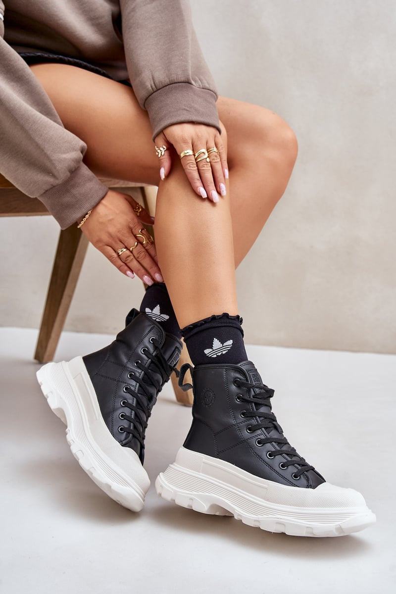 BIG STAR SHOES Kožené Zateplené Tenisky Na Masivní Platformě Big Star