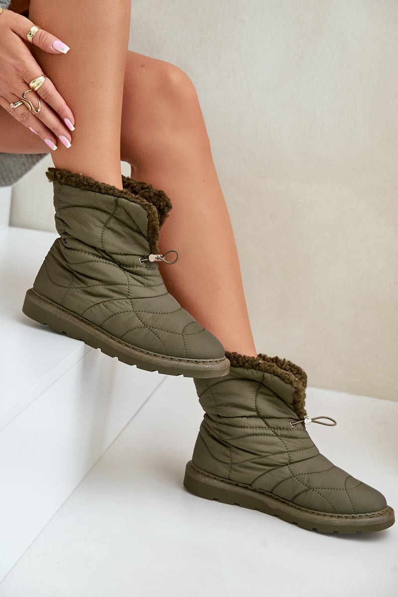 PH2 Dámské Sněhule Se Šňůrkou Zateplené Beránkem Tmavě Zelené Vamidra