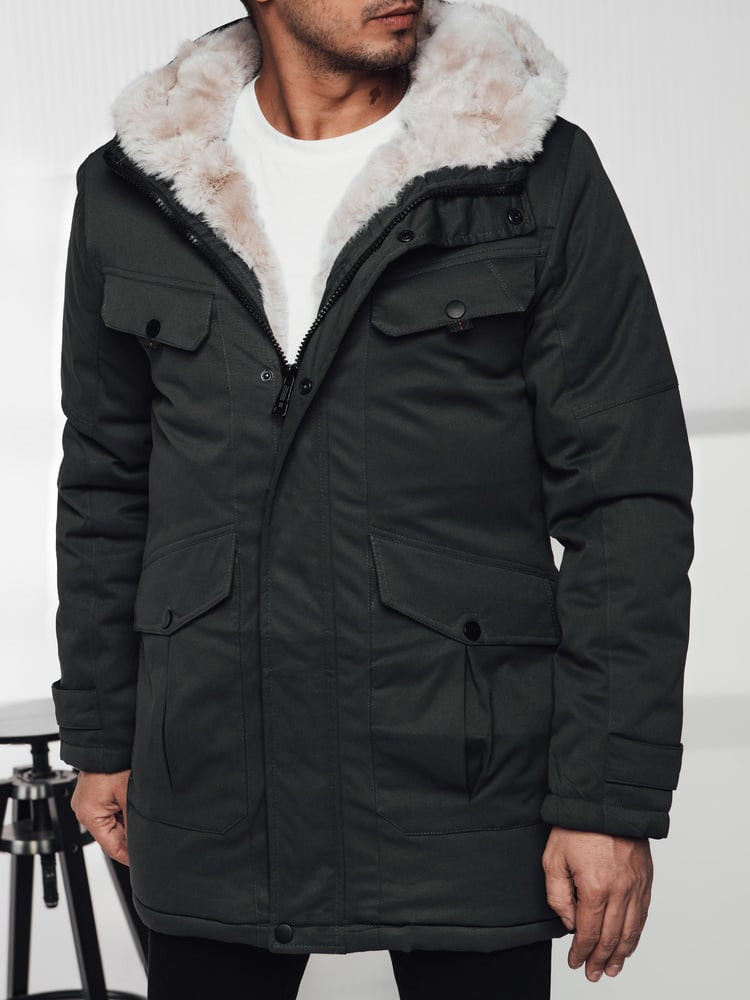 Kurtka zimowa męska parka z kapturem zielona Dstreet