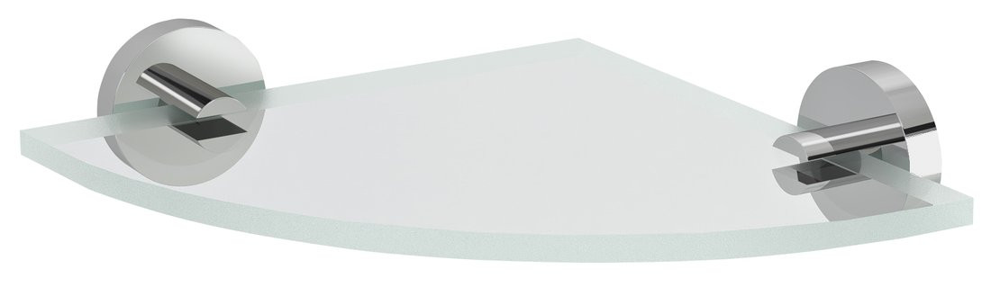 Sapho X-ROUND skleněná police rohová, čtvrtkruhová 200x200mm, chrom/čiré sklo