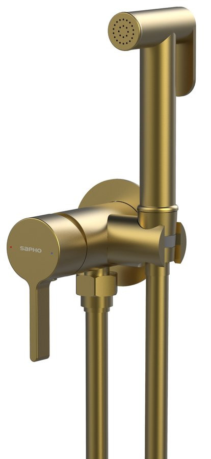 Sapho ICONIC podomítková bidetová baterie se Stop sprškou, kulatá, zlato mat