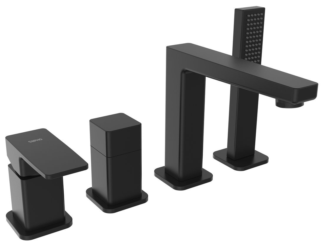 Sapho TURSI čtyřprvková baterie na okraj vany, černá mat