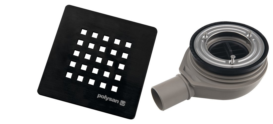 Polysan TRENECA vaničkový sifon, průměr 90mm, DN40, krytka černá mat