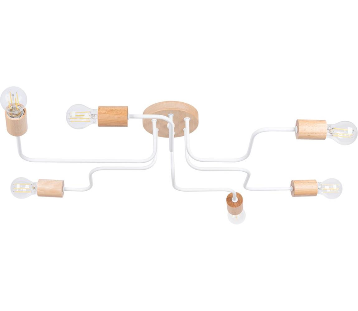 SL.1666 - Přisazený lustr TIMBO 6xE27/15W/230V bílá/béžová/buk