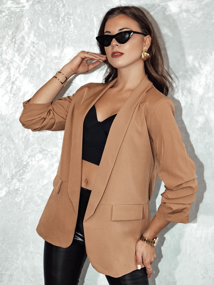 Marynarka damska one size ELEGANTIS cappuccino Dstreet