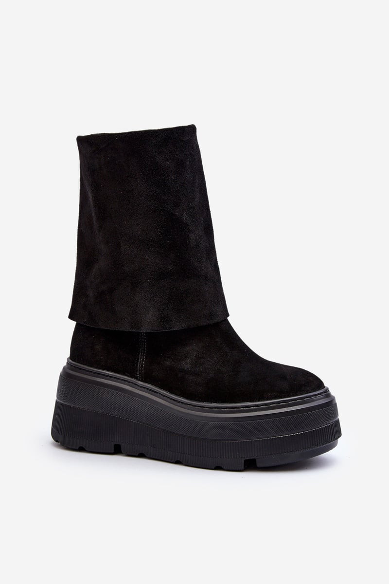 Zazoo Semišové Boty Na Platformě Maciejka černé 05319-01