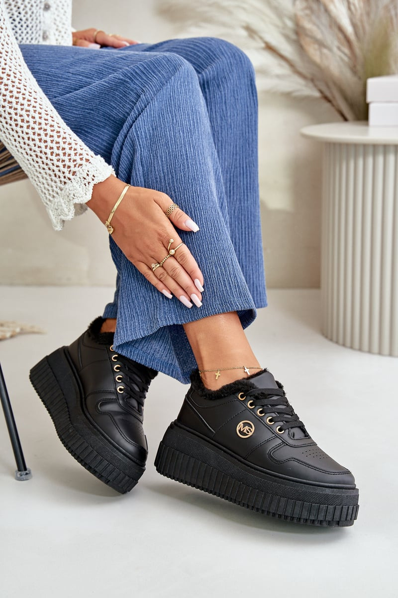 PM1 Sneakersy Sportovní Obuv Dámská Zateplená Na Masivní Podešvi Černé Verissha