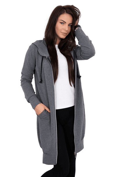 Dámská dlouhá mikina s kapucí Kesi - tmavě šedý melanž