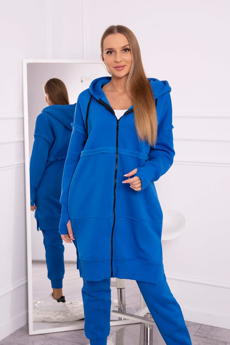 Zateplený set s dlouhou mikinou fialově modré