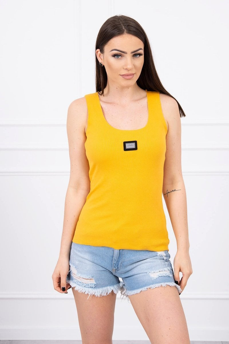 Pruhovaná halenka s kovovým plátem hořčice