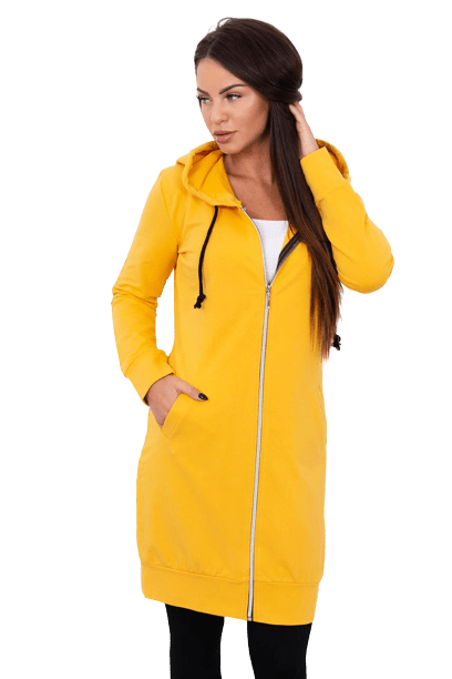 Dámská dlouhá mikina s kapucí Kesi - hořčicová