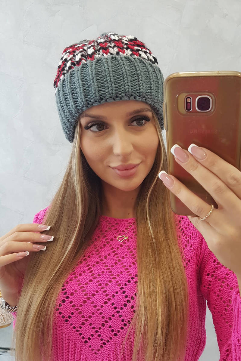 Dámská kšiltovka Iris K348 tmavě šedá+červená