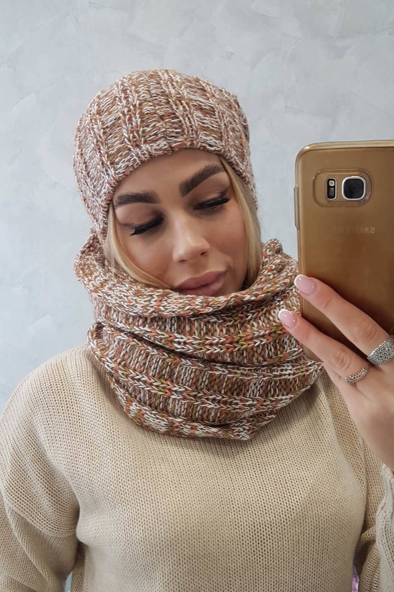 Dámská souprava s fleecem 4 Pory Roku K263 camel+white