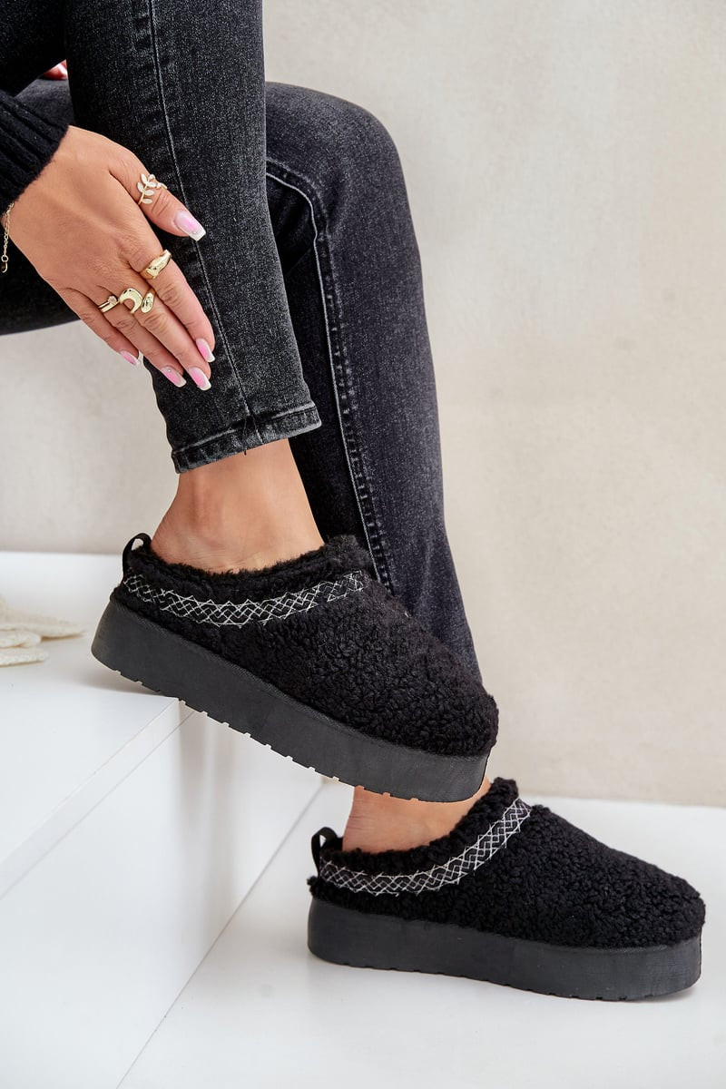 PH2 Sněhové boty na platformě s beránkovým kožíškem černé Mesirra