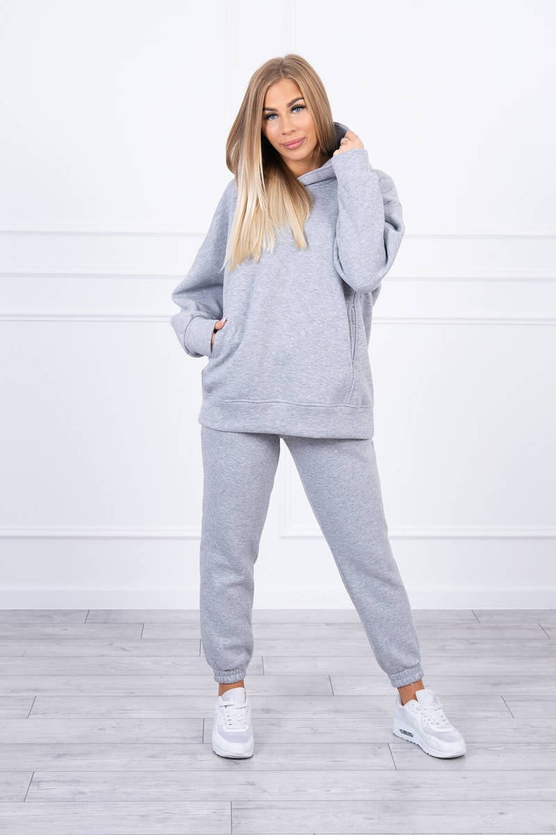 Zateplený set s mikinou v šedé barvě