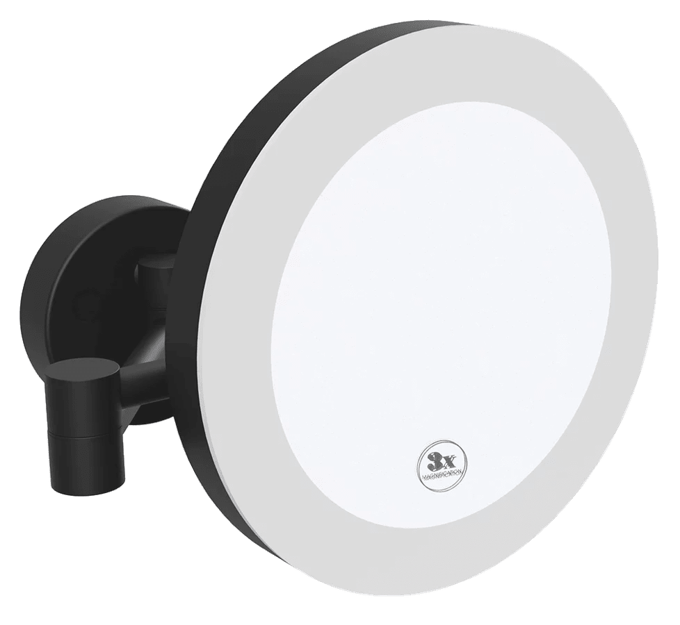 Sapho X-ROUND BLACK kosmetické zrcátko závěsné LED, Ø 200mm, černá