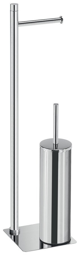 Gedy TRILLY stojan s držákem na toaletní papír a WC štětkou, hranatý, chrom