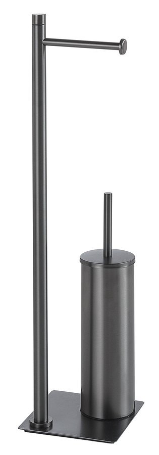 Gedy TRILLY stojan s držákem na toaletní papír a WC štětkou, hranatý, gun metal