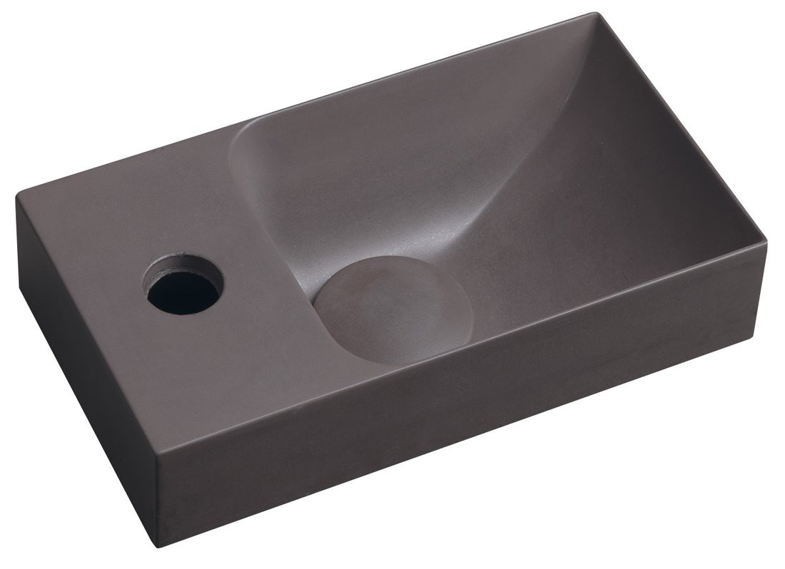 Sapho PICCOLINO betonové umývátko 30,8x17cm, baterie vlevo, tmavě hnědá