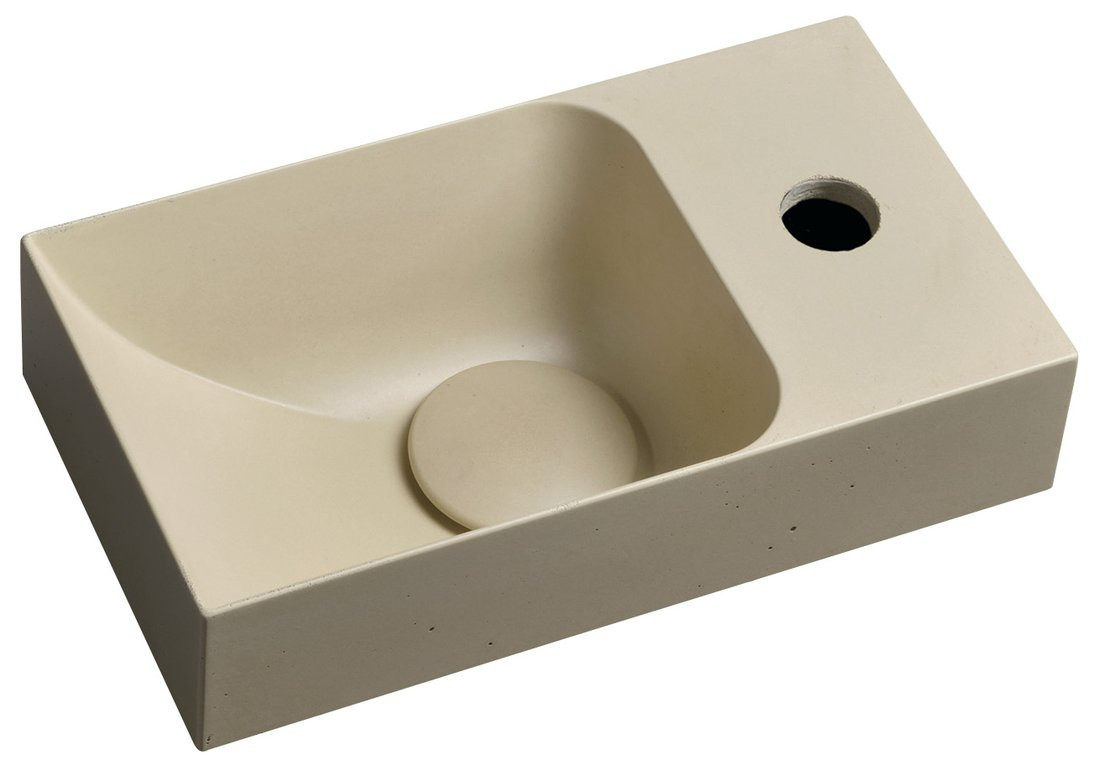 Sapho PICCOLINO betonové umývátko 30,8x17cm, baterie vpravo, žlutá