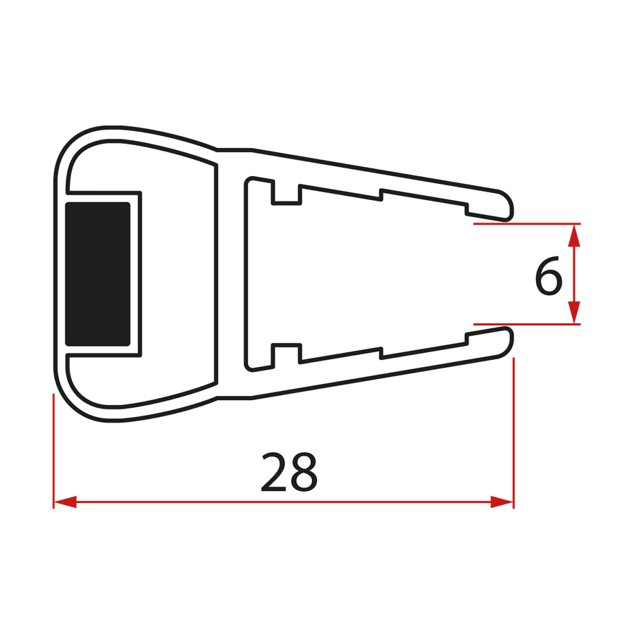 Gelco Magnetické těsnění ploché, sklo 6mm, 2000mm