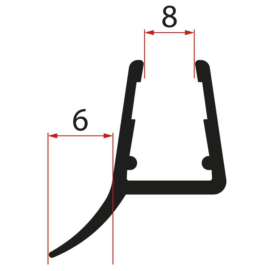 Polysan Spodní těsnění na dveře, sklo 8mm, 1000mm, černá