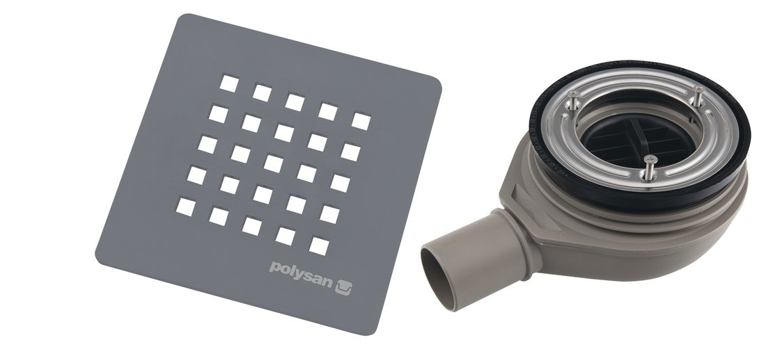 Polysan TRENECA vaničkový sifon, průměr 90mm, DN40, krytka šedá mat