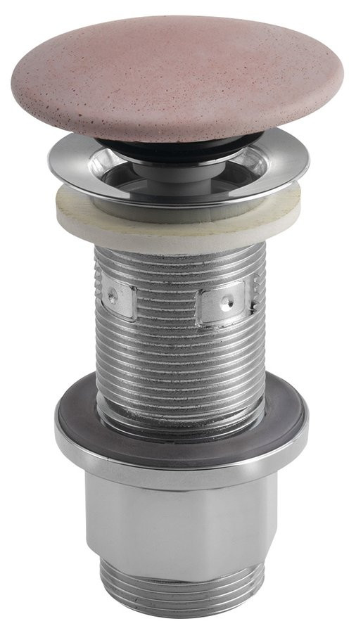 Sapho Umyvadlová výpust 5/4“, click-clack, betonová zátka, 10-80mm, růžová