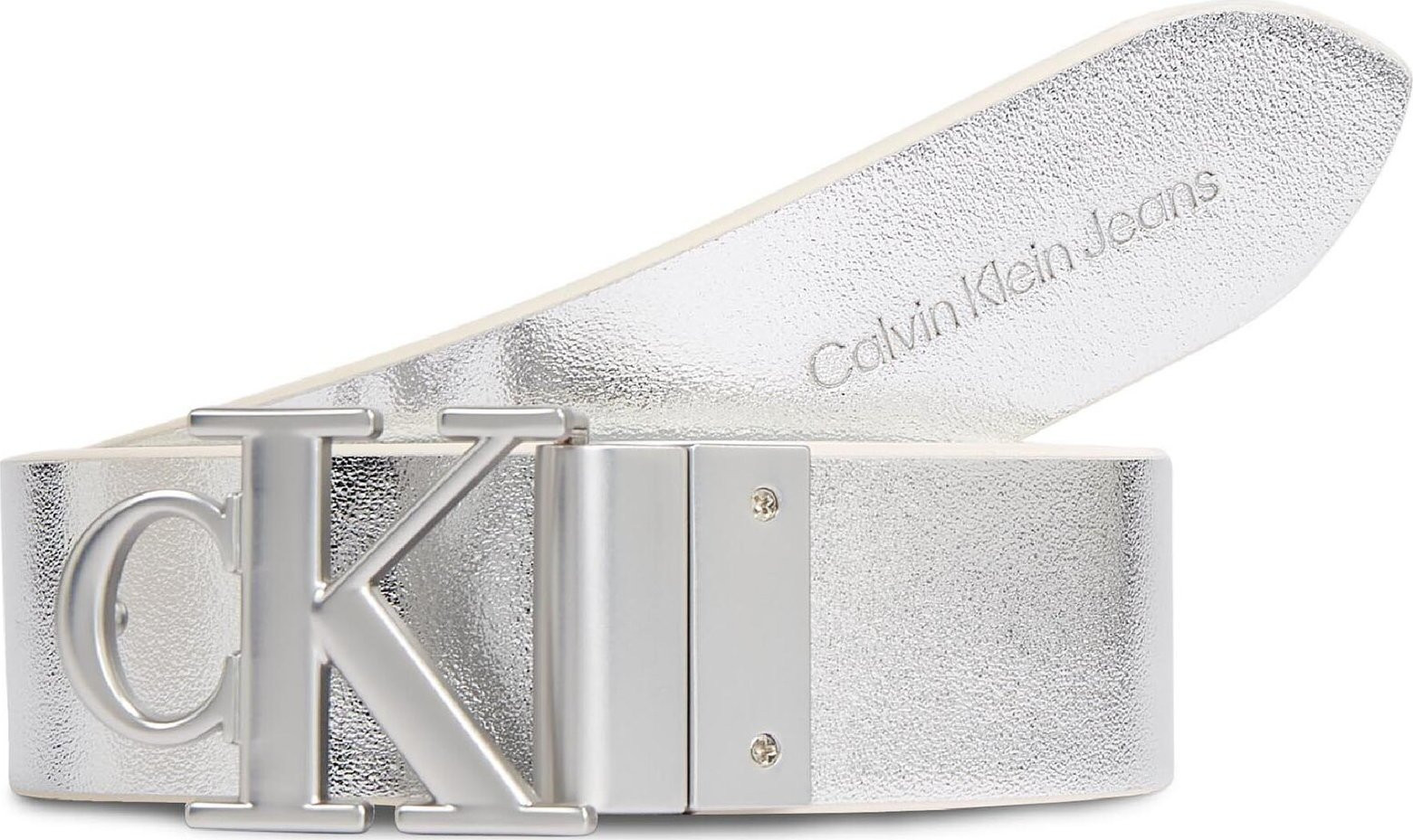 Dámský pásek Calvin Klein Jeans Round Mono Pl Rev Lthr Belt 30Mm K60K611489 Bílá